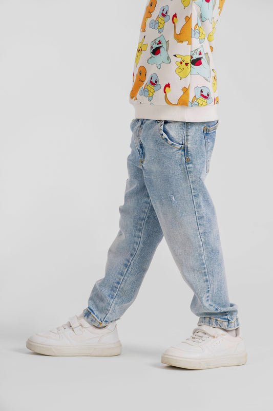 بنطلون جينز من 18/24 ل 6 سنين